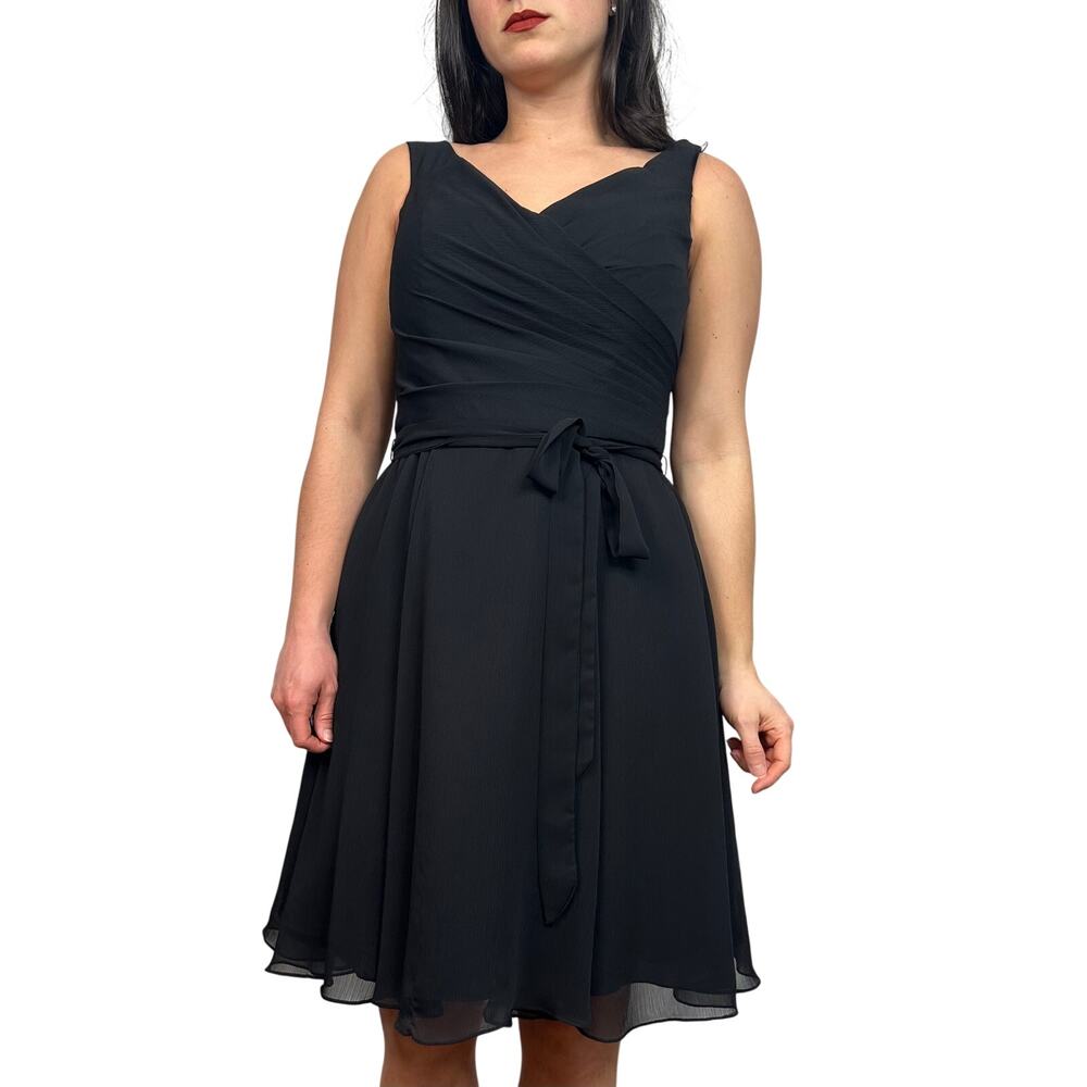 Mori Lee Madeline Gardner Black A-Line Chiffon Sweetheart Mini Dress